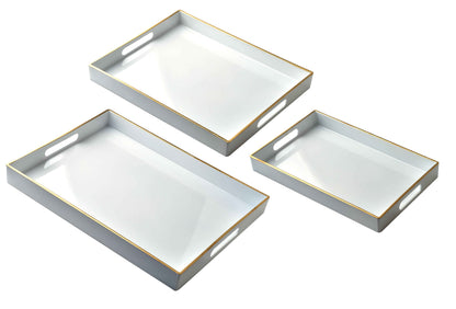 Blanche White Set mit 3 dekorativen Tabletts