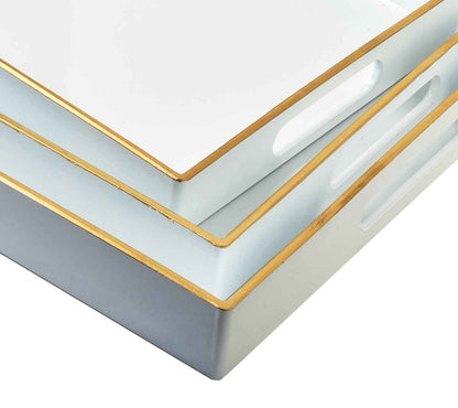 Blanche White Set mit 3 dekorativen Tabletts