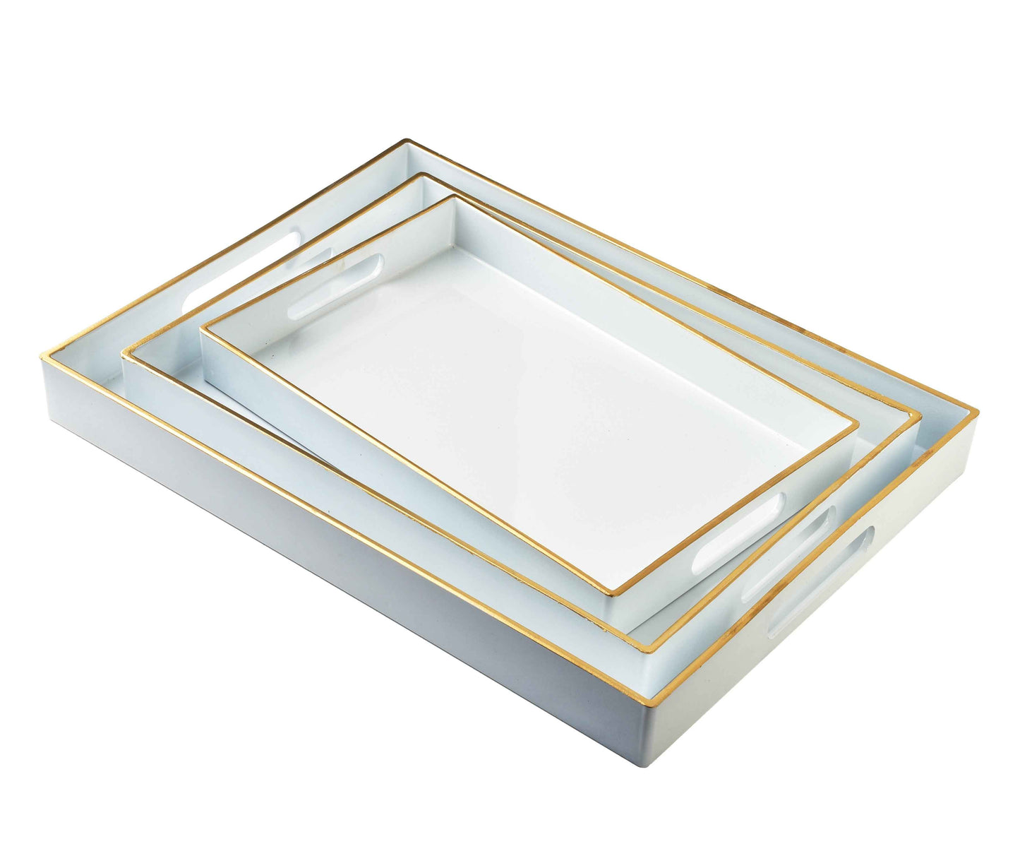 Blanche White Set mit 3 dekorativen Tabletts