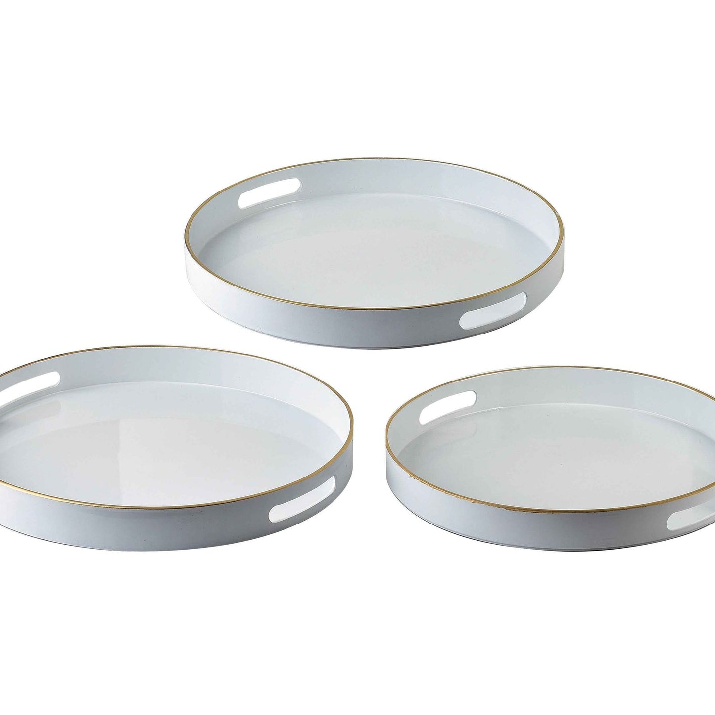 Blanche White Set mit 3 runden Dekotabletts