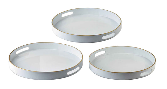 Blanche White Set mit 3 runden Dekotabletts