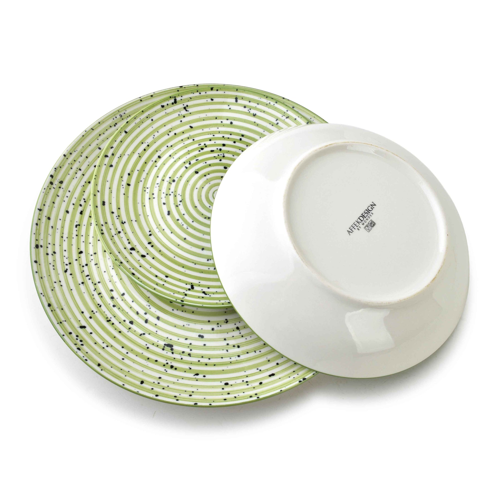 Stripes Green 18 teiliges Geschirrset 27/19/20 cm Schüssel 550 ml