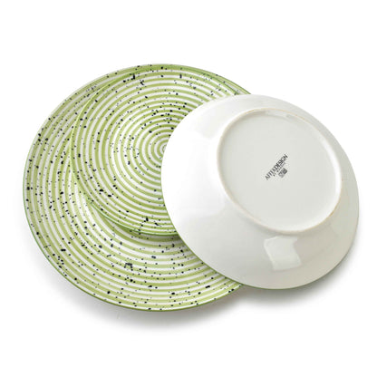 Stripes Green 18 teiliges Geschirrset 27/19/20 cm Schüssel 550 ml