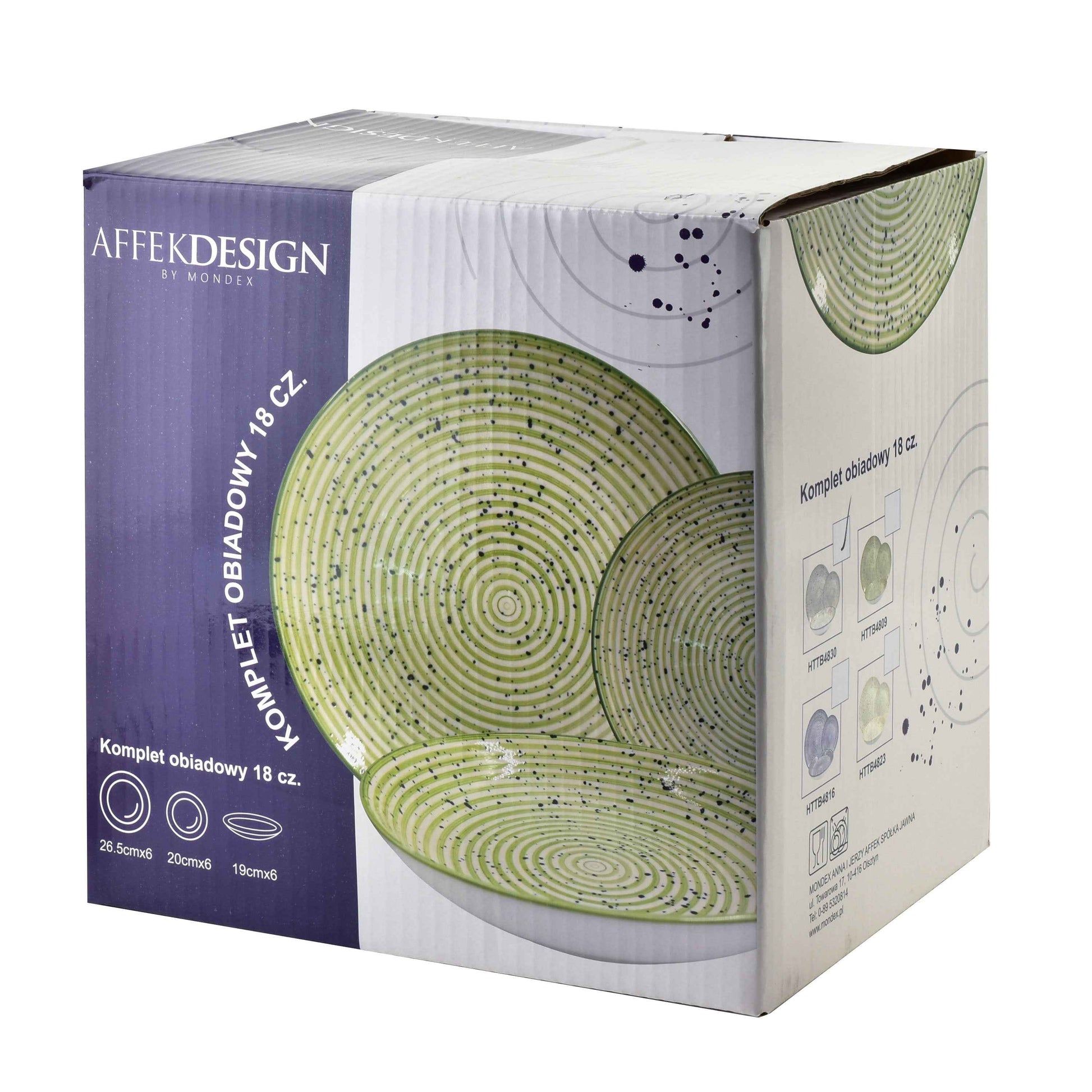 Stripes Green 18 teiliges Geschirrset 27/19/20 cm Schüssel 550 ml