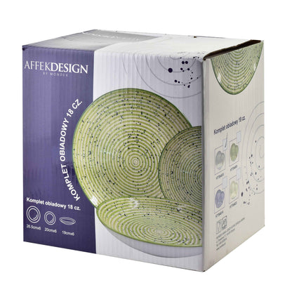 Stripes Green 18 teiliges Geschirrset 27/19/20 cm Schüssel 550 ml