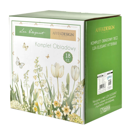 LEA Elegant 18 teiliges Set 27 cm (Essgeschirr) / 19 5 cm (Dessertgeschirr) / 22 cm (Tiefgeschirr)