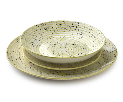 Stripes Beige 18 teiliges Geschirrset 27/19/20 cm Schüssel 550 ml
