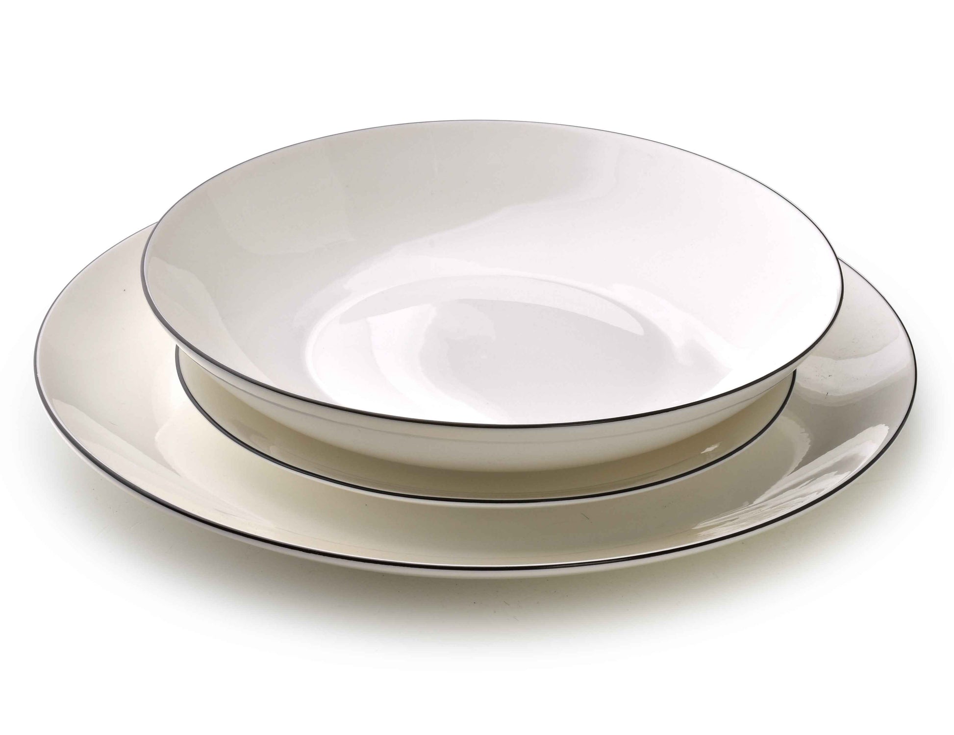 LEA Simple 18 teiliges Geschirrset mit schwarzem Streifen