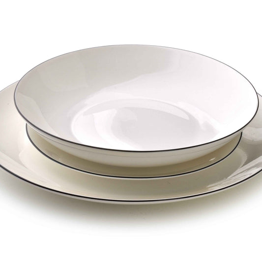 LEA Simple 18 teiliges Geschirrset mit schwarzem Streifen