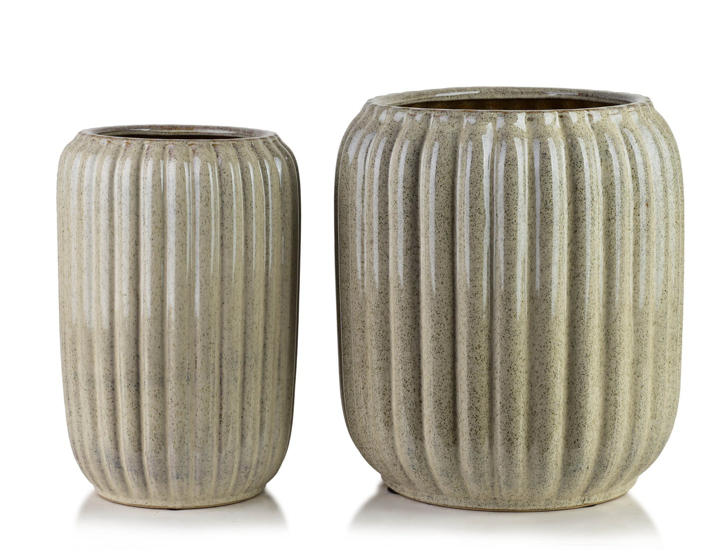Neva Keramik-Übertopf Set (2-teilig) Beige - Tinkie