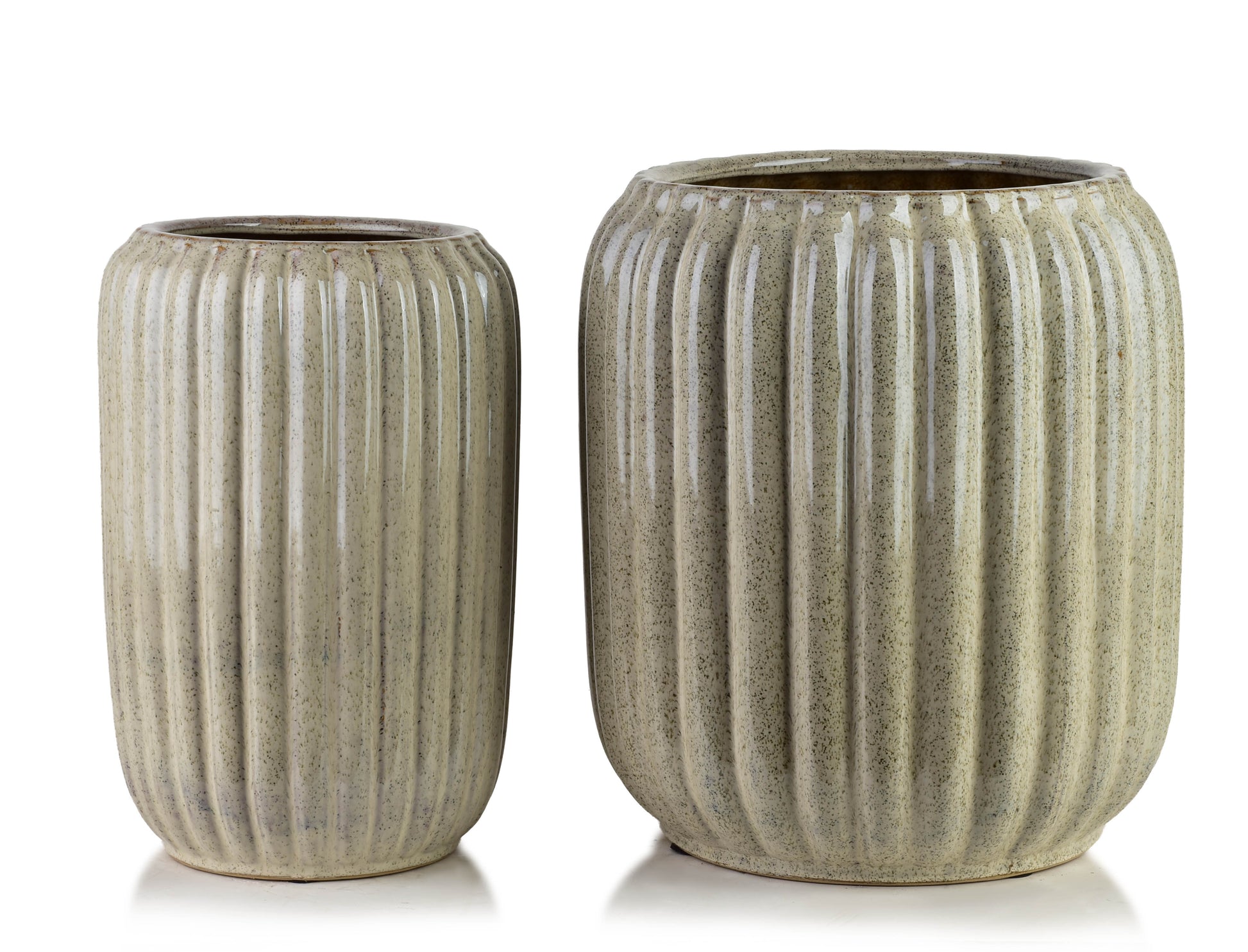 Neva Keramik-Übertopf Set (2-teilig) Beige - Tinkie