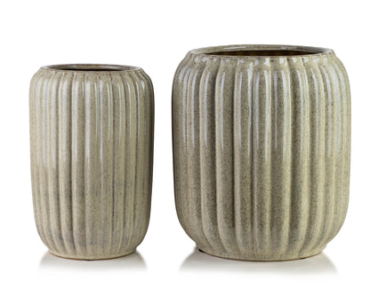 Neva Keramik-Übertopf Set (2-teilig) Beige - Tinkie