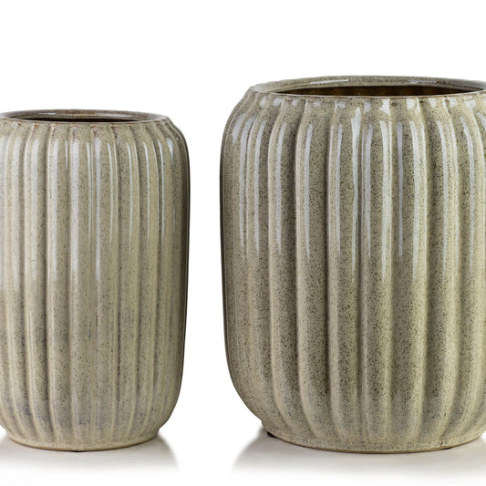 Neva Keramik-Übertopf Set (2-teilig) Beige - Tinkie