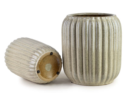 Neva Keramik-Übertopf Set (2-teilig) Beige - Tinkie