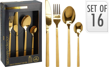 16 teiliges Besteckset in Goldfarbe