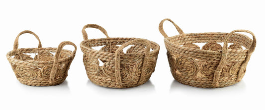 Mondex Bali 3er Korb Set aus Seegras Beige 30/27/21 cm