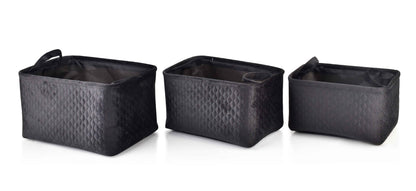Mondex Sara Black 3er Set Aufbewahrungskörbe aus Velours Schwarz