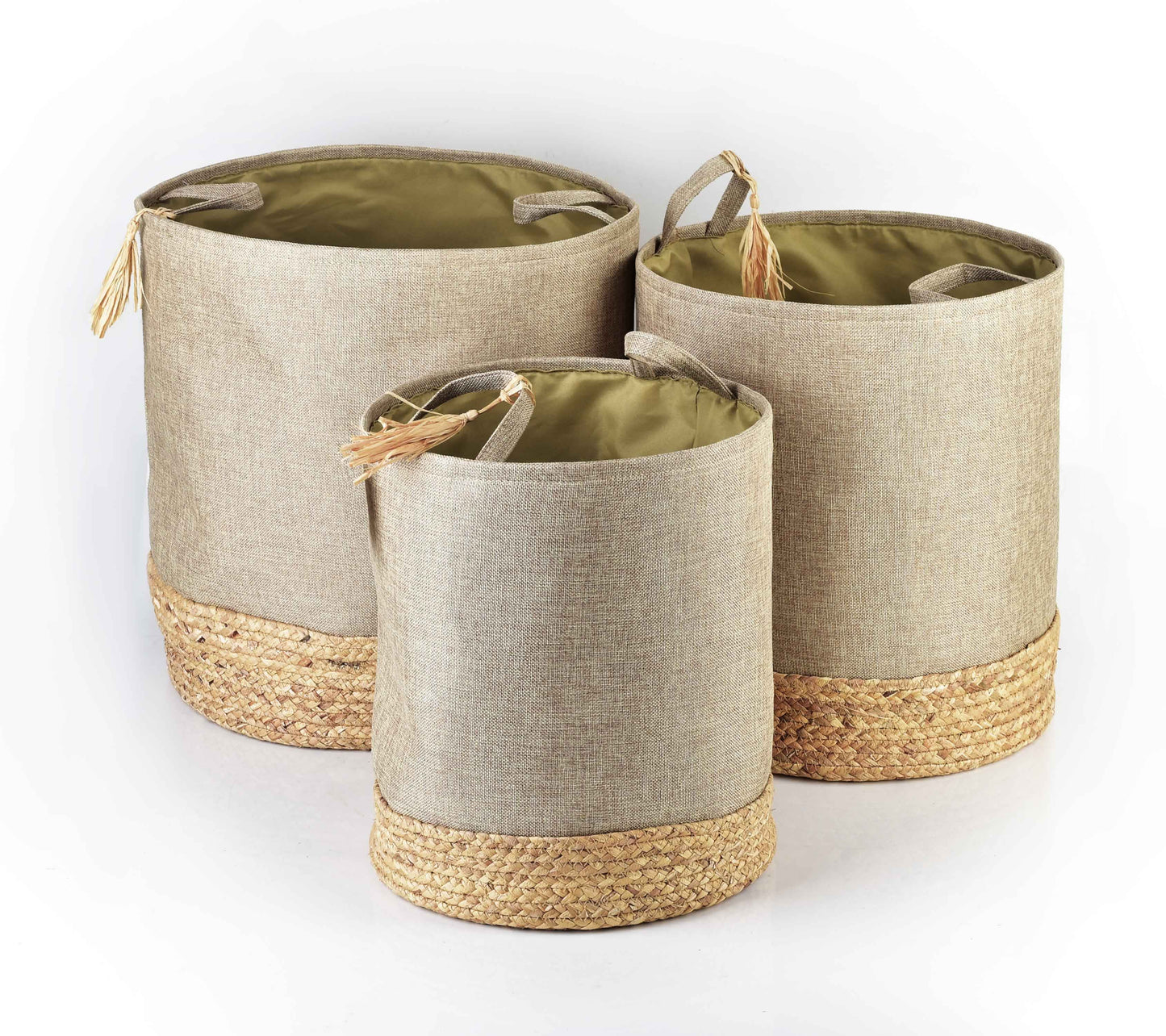 Amparo 3er Set Aufbewahrungskörbe aus Stoff Beige 42/39/34 cm - tinkie.de