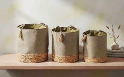 Amparo 3er Set Aufbewahrungskörbe aus Stoff Beige 42/39/34 cm - tinkie.de