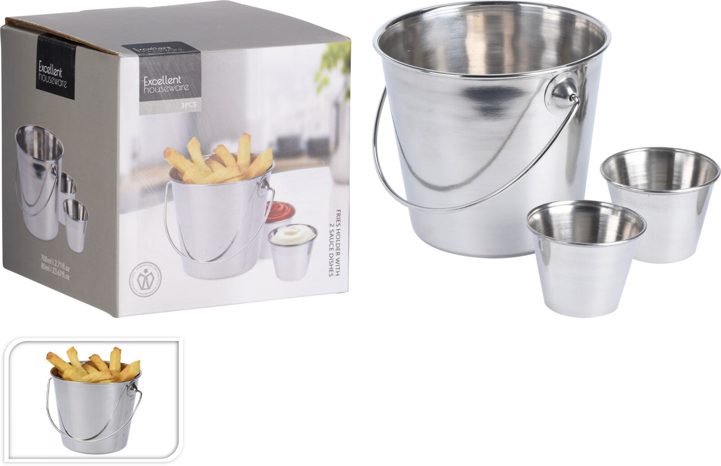 3 teiliges Set zum Servieren von Pommes frites - Tinkie
