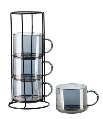 Peter Grey Set mit 4 Tassen auf einem Ständer 350 ml