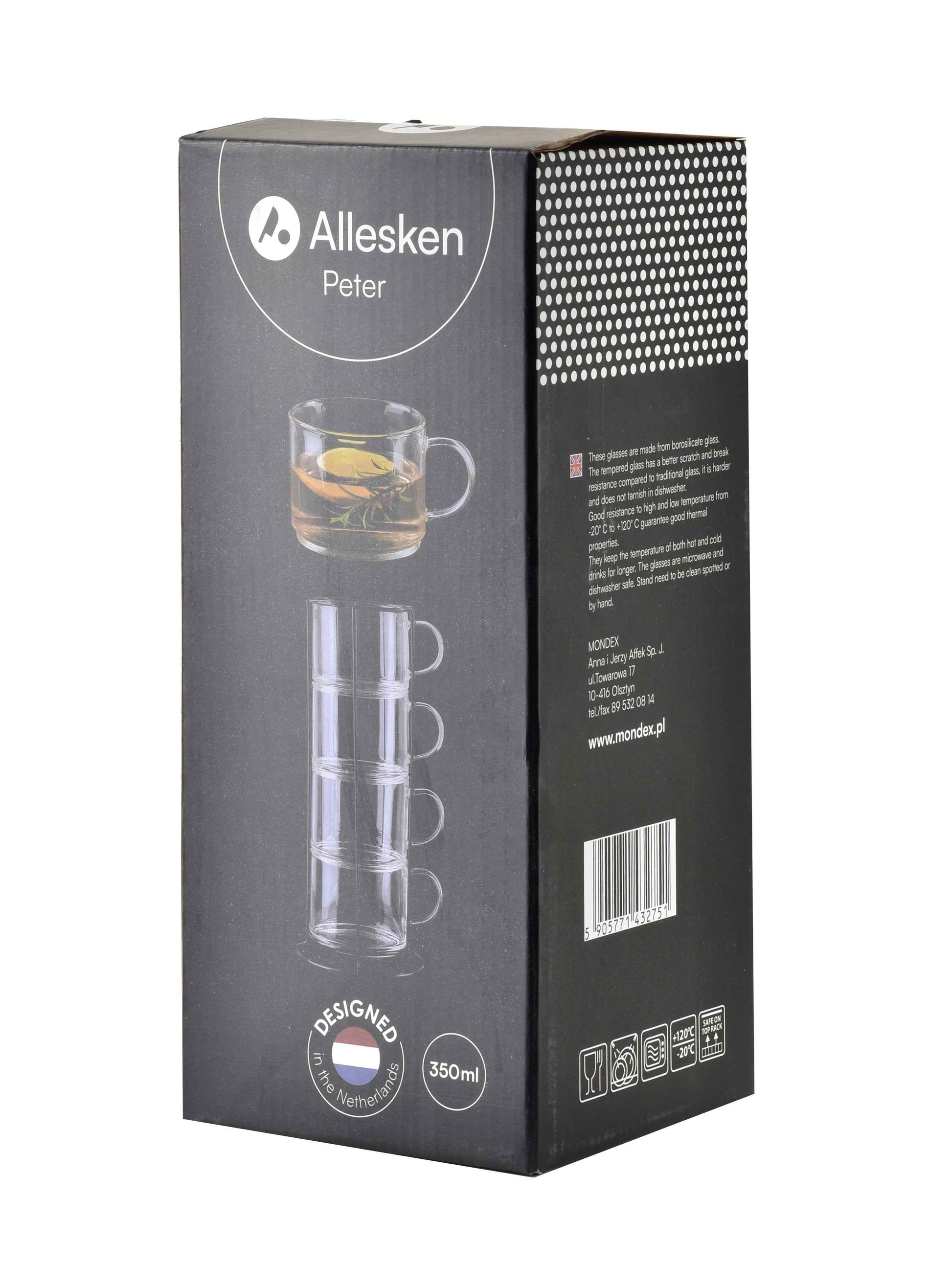 Peter Grey Set mit 4 Tassen auf einem Ständer 350 ml