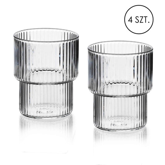 Ella Stripes Set mit 4 Gläsern (320 ml) aus Borosilikatglas