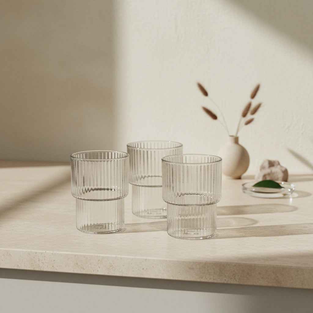 Ella Stripes Set mit 4 Gläsern (320 ml) aus Borosilikatglas