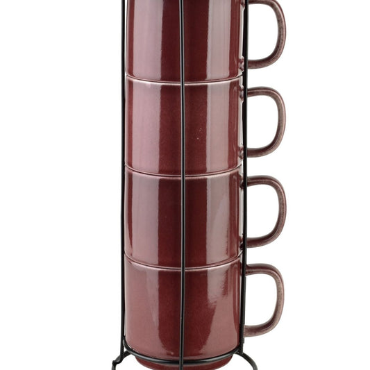 Evie Burgundy Set mit 4 Bechern auf einem Ständer ml - tinkie.de