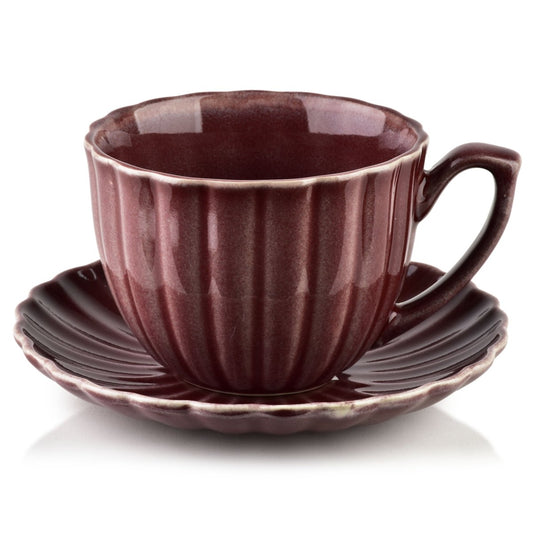 Evie Burgundy Tasse mit Untertasse 300 ml - tinkie.de
