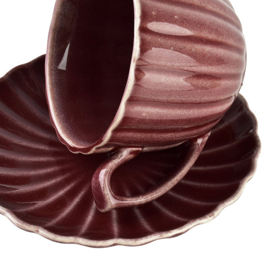 Evie Burgundy Tasse mit Untertasse 300 ml - tinkie.de
