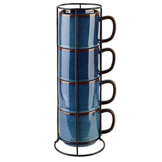 Evie Dark Blue Set mit 4 Bechern auf einem Ständer ml - tinkie.de