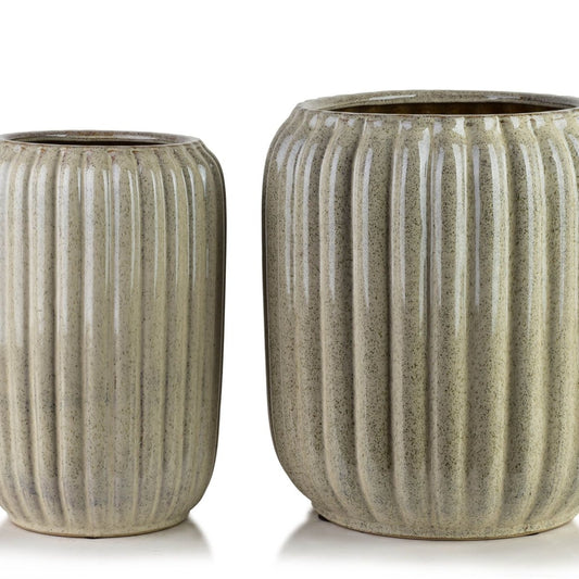 Neva Keramik-Übertopf Set (2-teilig) Beige - tinkie.de