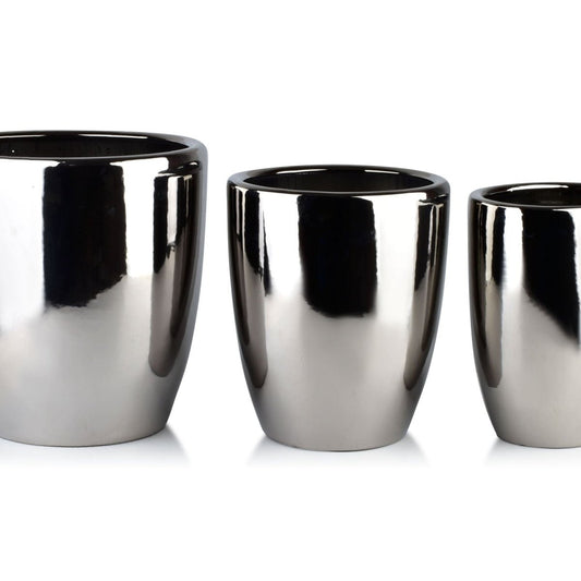 Neva Keramik-Übertopf Set (3-teilig) Silber - tinkie.de
