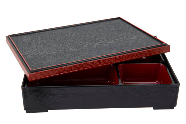 Authentische Bento Box Schwarz-Rot